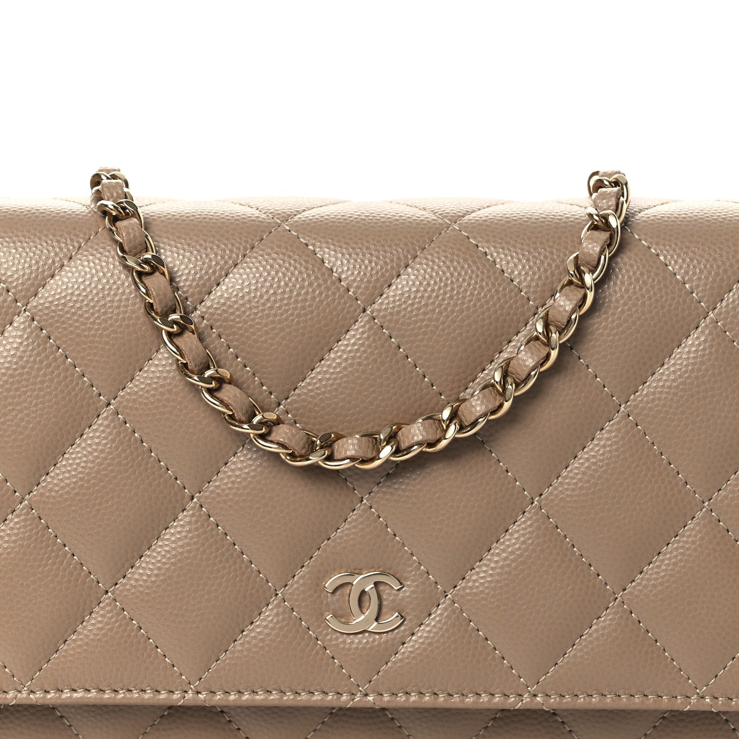 Chanel Caviar Quilted Wallet on Chain WOC Dark Beige