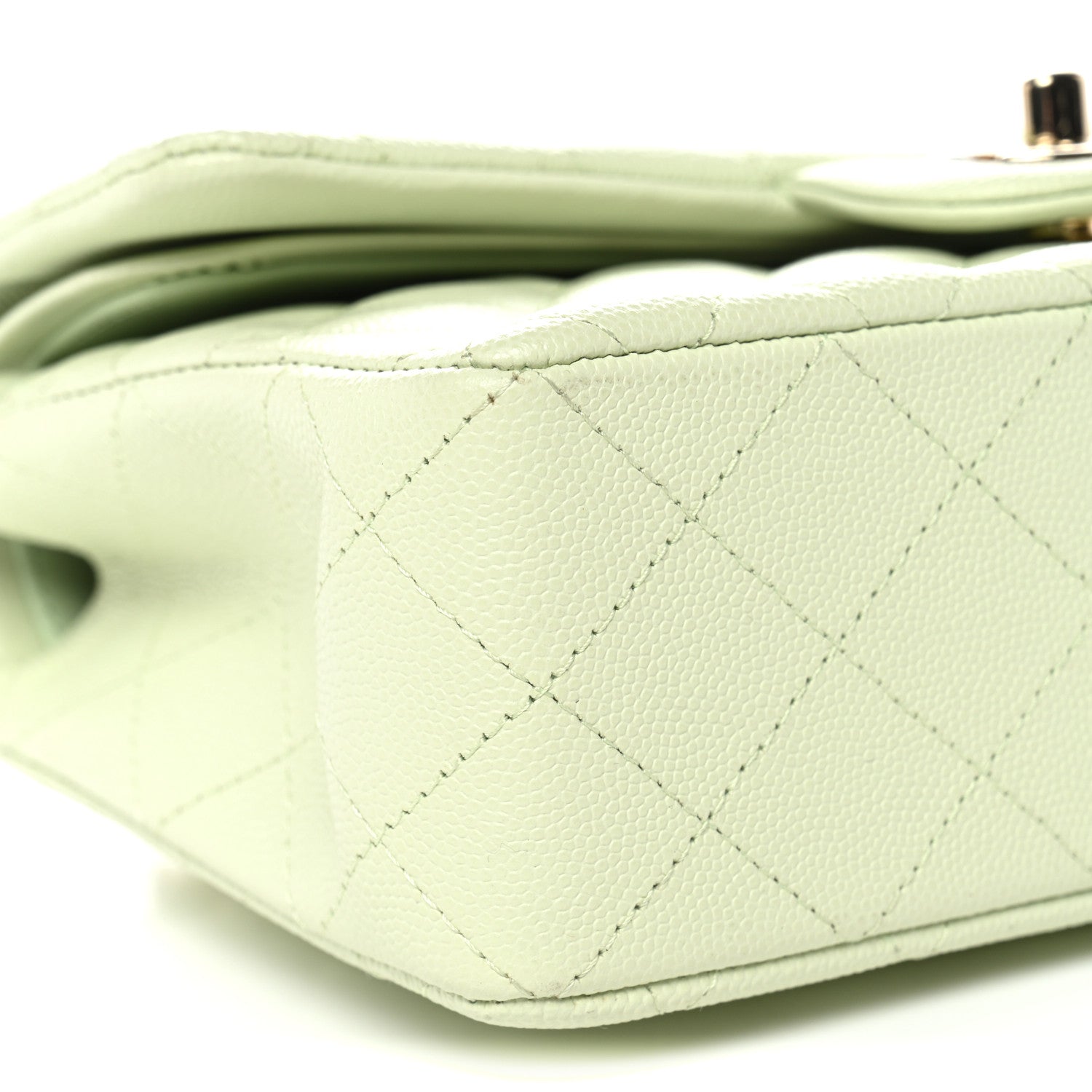 Chanel Caviar Quilted Small Double Flap Light Green