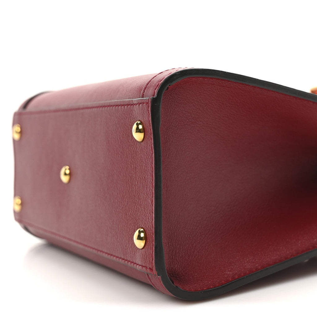 Gucci Wonka Grain Calfskin Mini Diana Tote Bag Dark Red Orange Fluo
