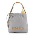 Chanel Shiny Calfskin Quilted Mini Chanel 22 Grey