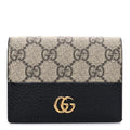 Gucci Dollar Calfskin GG Supreme Monogram GG Marmont Card Case Black Beige Ebony