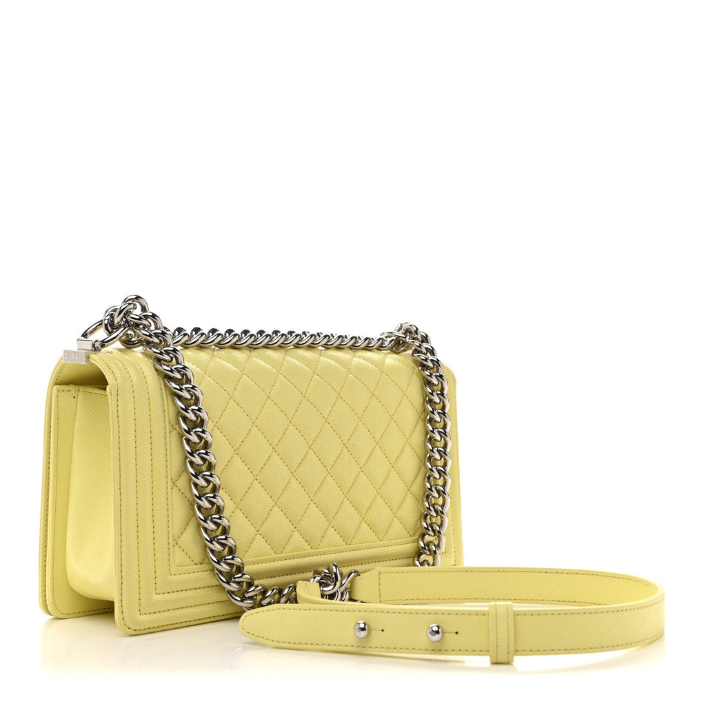Chanel Caviar Quilted Medium Boy Flap Yellow