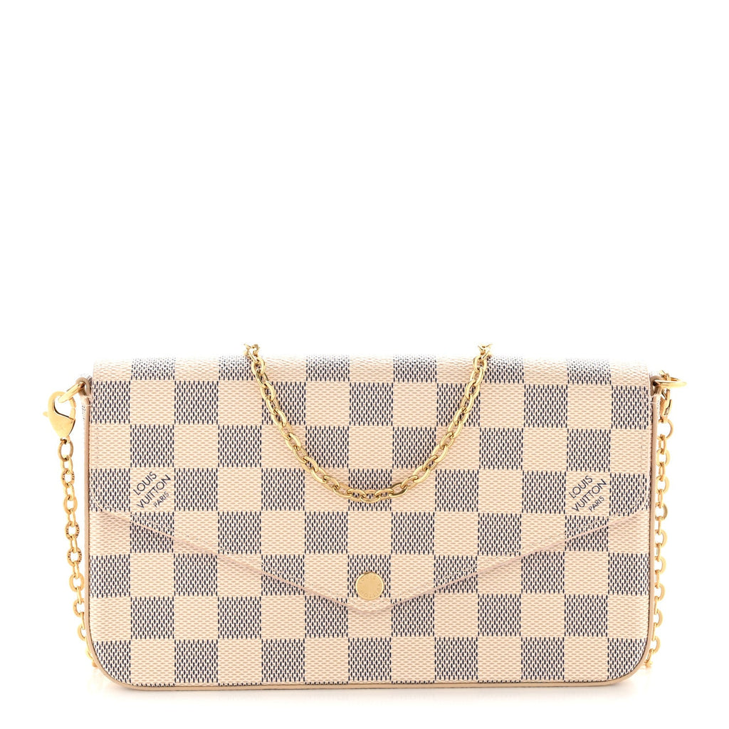 Louis Vuitton Damier Azur Pochette Felicie Chain Wallet Rose Ballerine