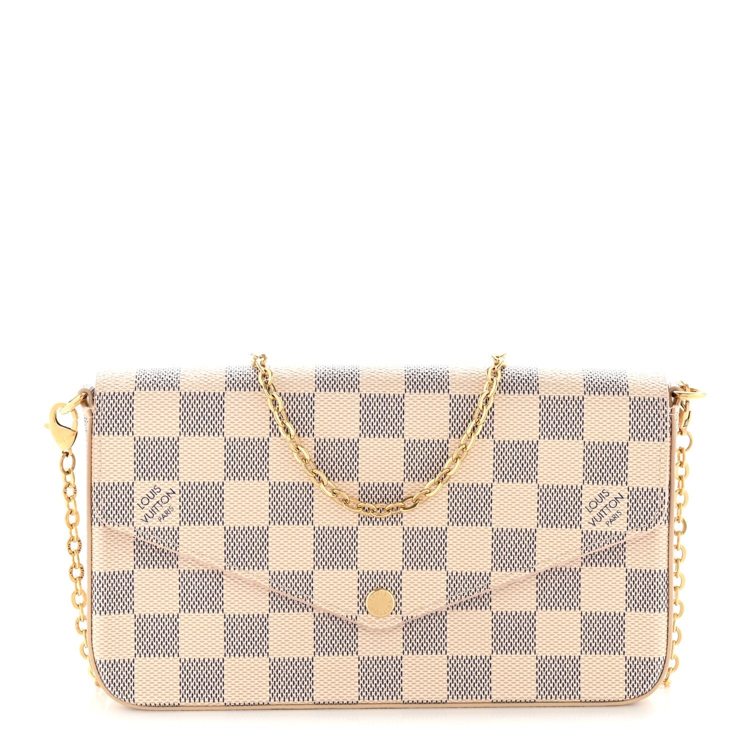 Louis Vuitton Damier Azur Pochette Felicie Chain Wallet Rose Ballerine