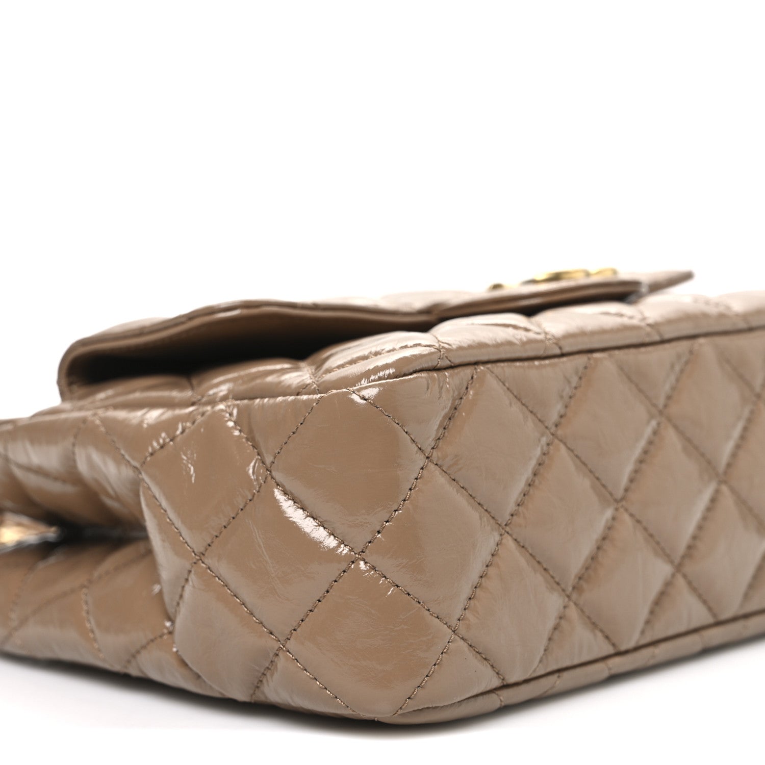 Chanel Shiny Crumpled Calfskin Quilted Wavy CC Hobo  Dark Beige