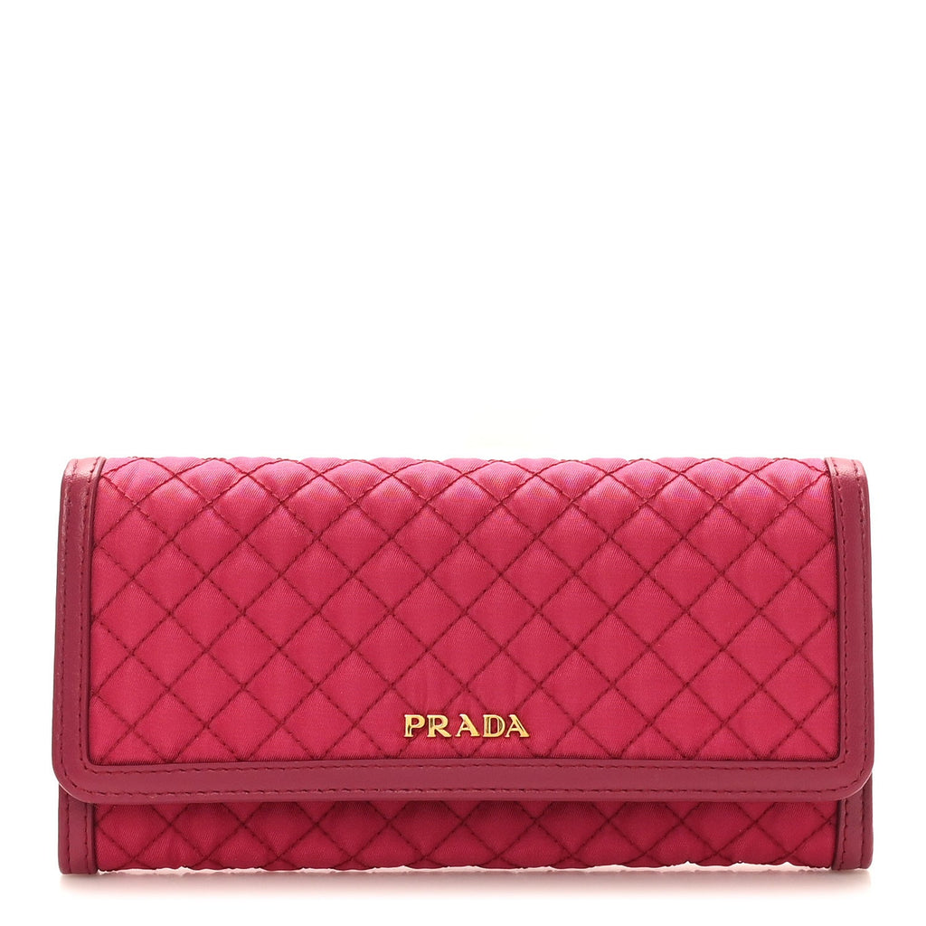 Prada Tessuto Nylon Quilted Continental Flap Wallet Ibisco