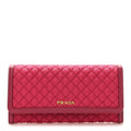 Prada Tessuto Nylon Quilted Continental Flap Wallet Ibisco