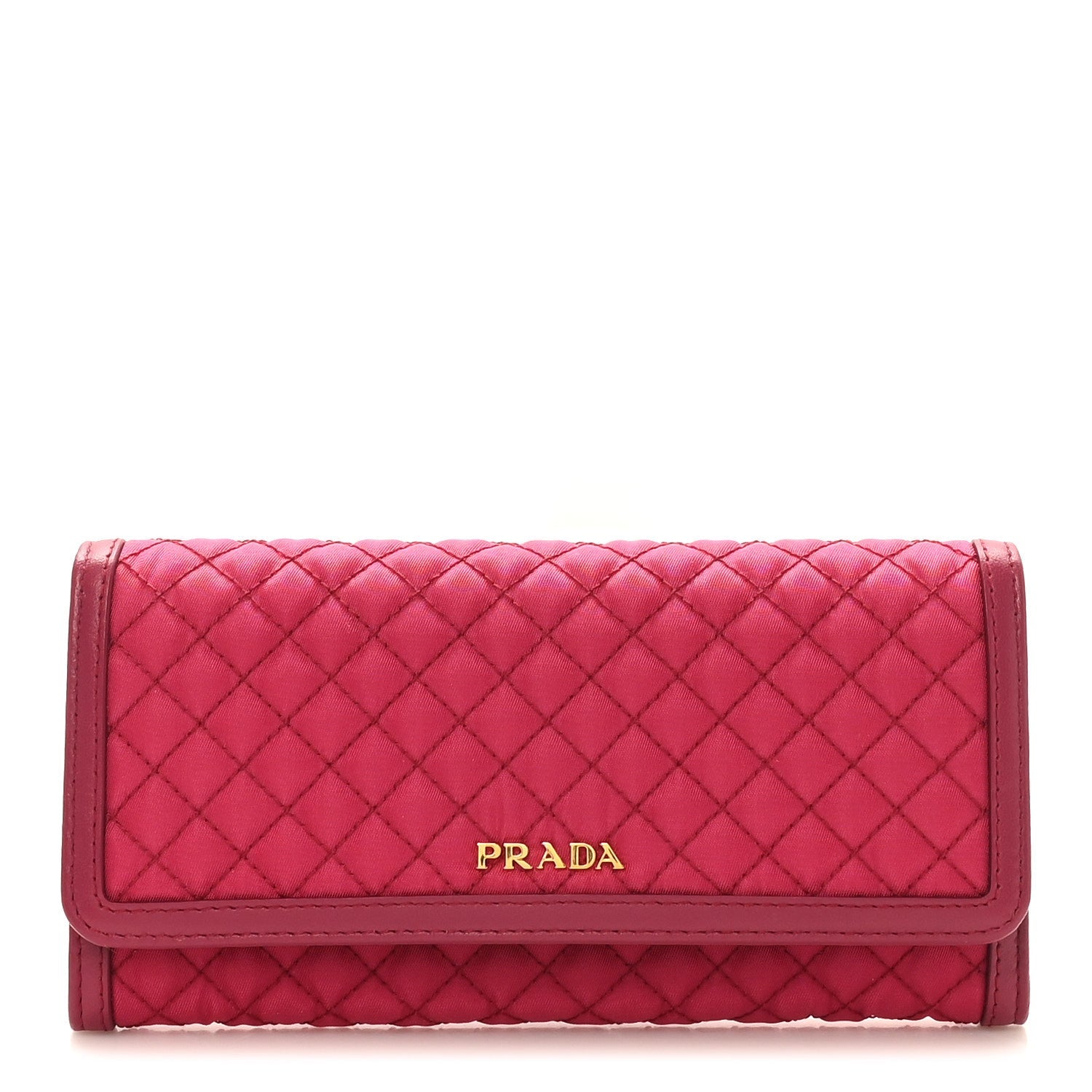Prada Tessuto Nylon Quilted Continental Flap Wallet Ibisco