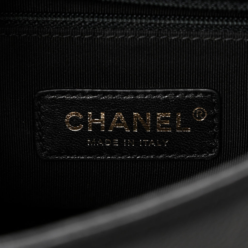 Chanel Grained Calfskin Quilted Small Label Click Flap Bag Black