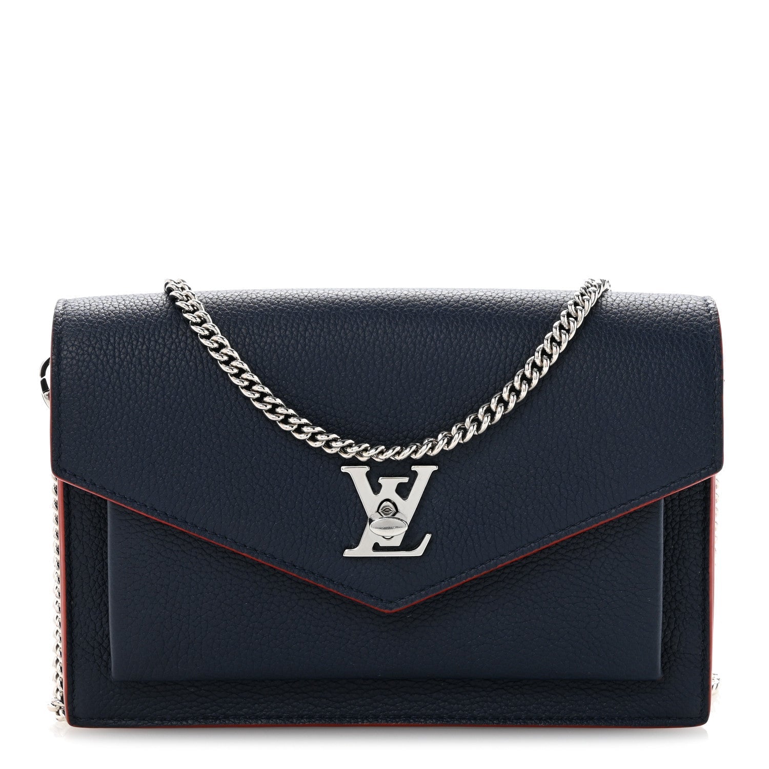 Louis Vuitton Soft Calfskin My Lockme Chain Pochette Marine Rouge