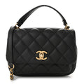 Chanel Calfskin Quilted Top Handle Flap Black