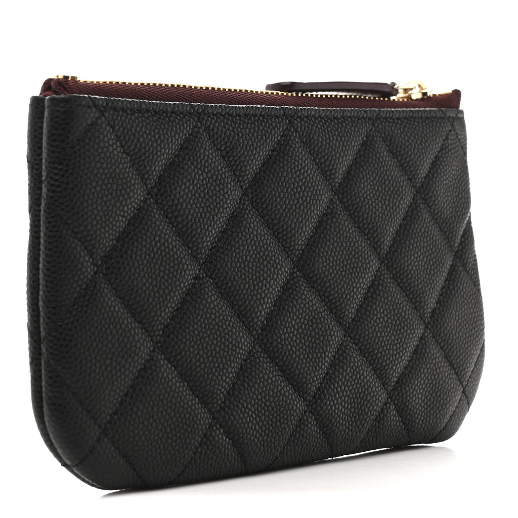 Caviar Quilted Small Cosmetic Case Black
