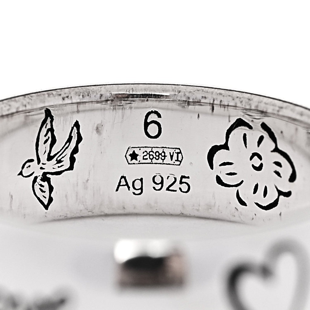 Gucci Sterling Silver Blind for Love Band Ring 45 3.25