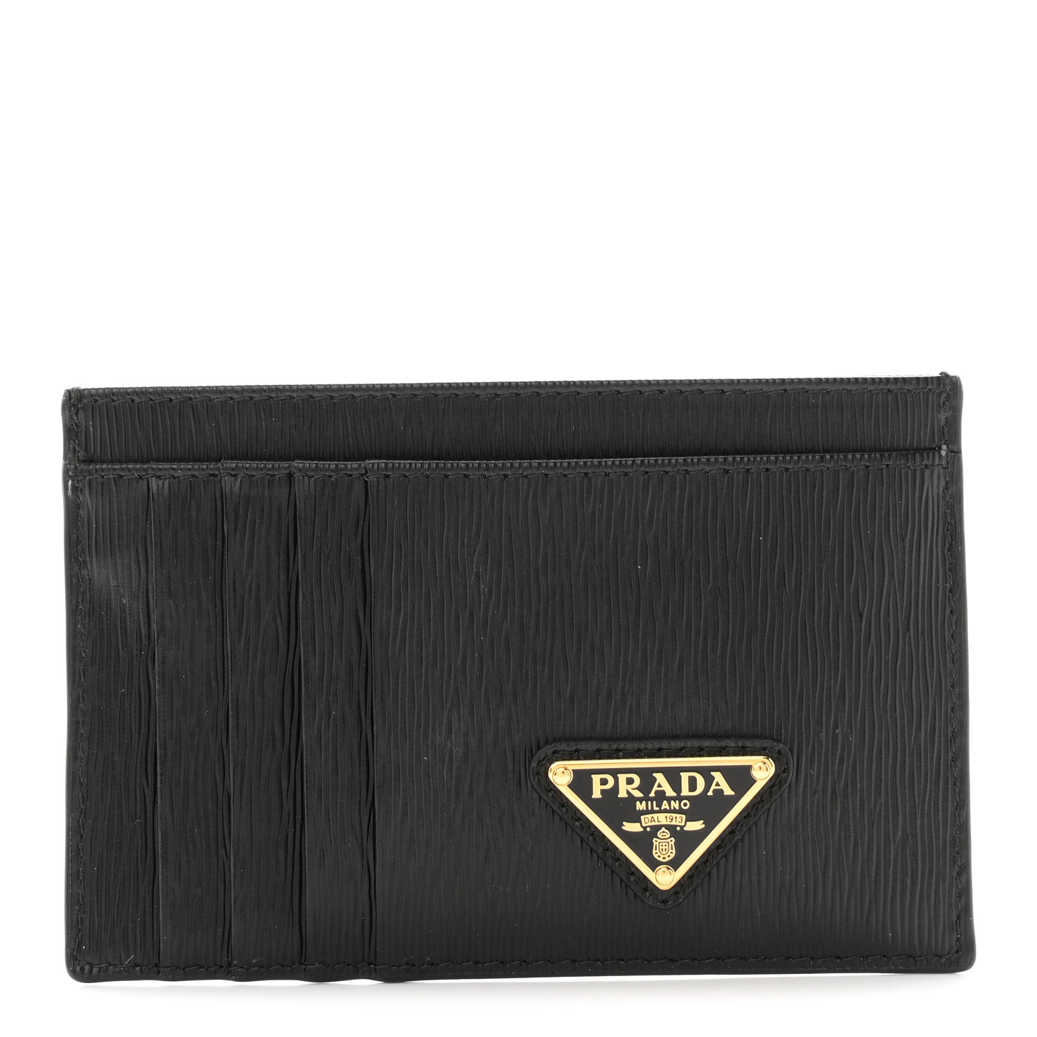 Prada Vitello Move Triangle Logo Card Case Black