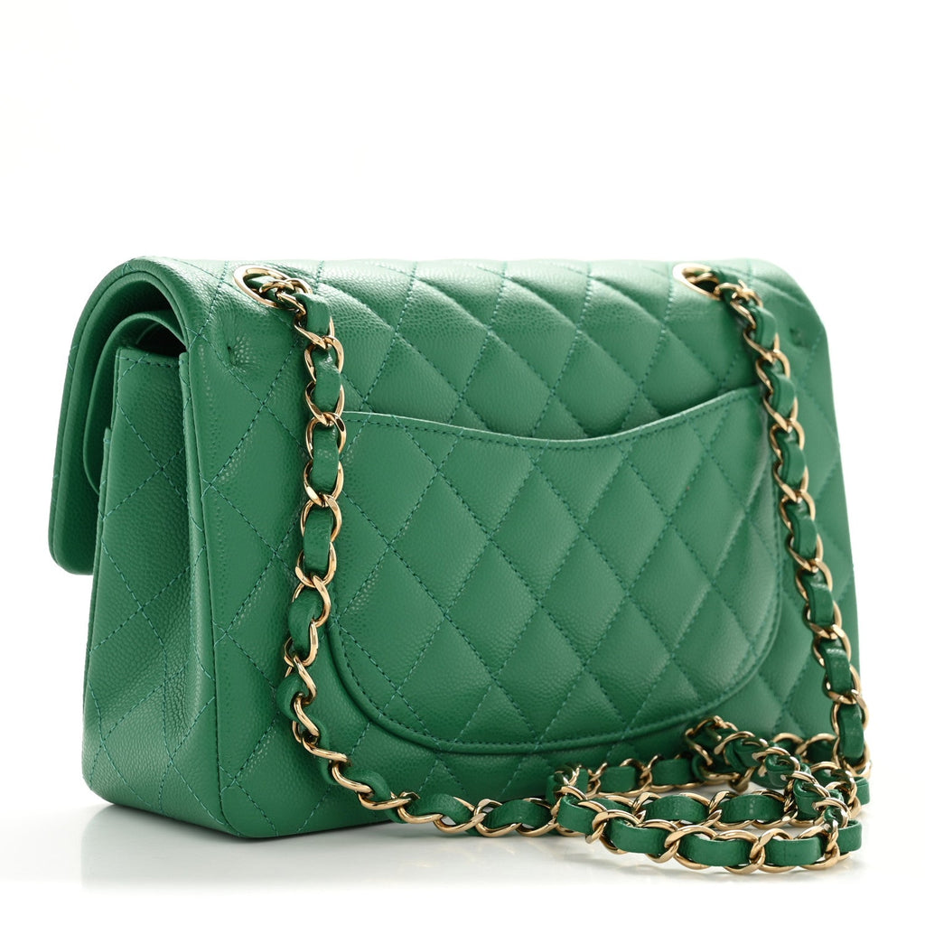 Chanel Caviar Quilted Small Double Flap Green