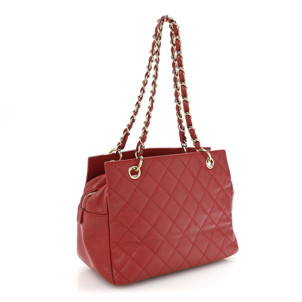 Chanel Caviar Quilted Petit Timeless Shopping Tote PTT Red