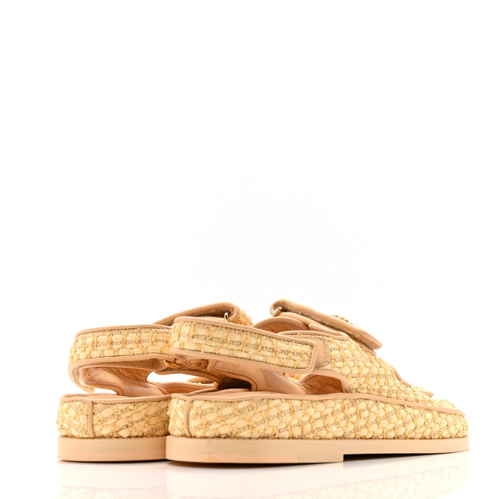 Braided Fabric Velcro Dad Sandals 38.5 Beige