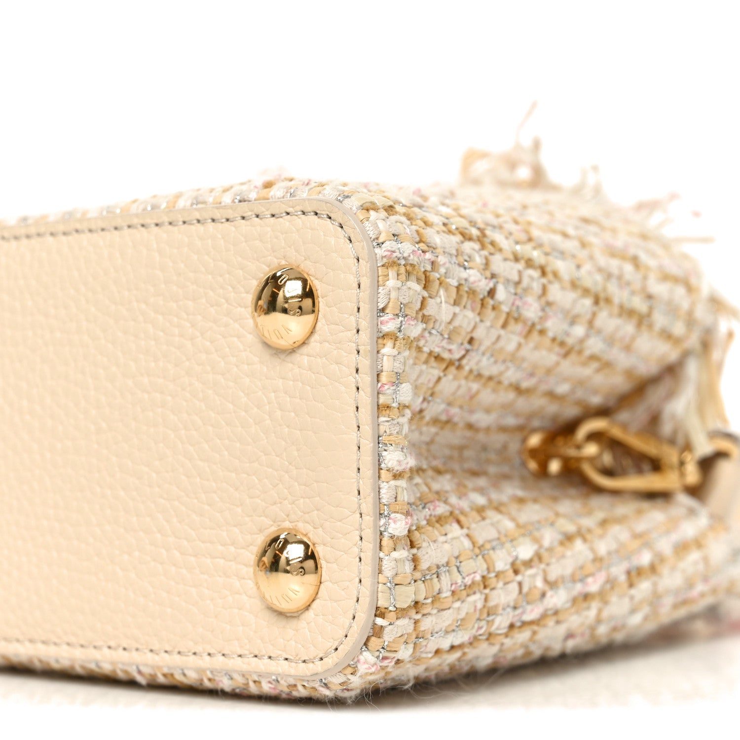 Louis Vuitton Tweed Taurillon Capucines BB Beige