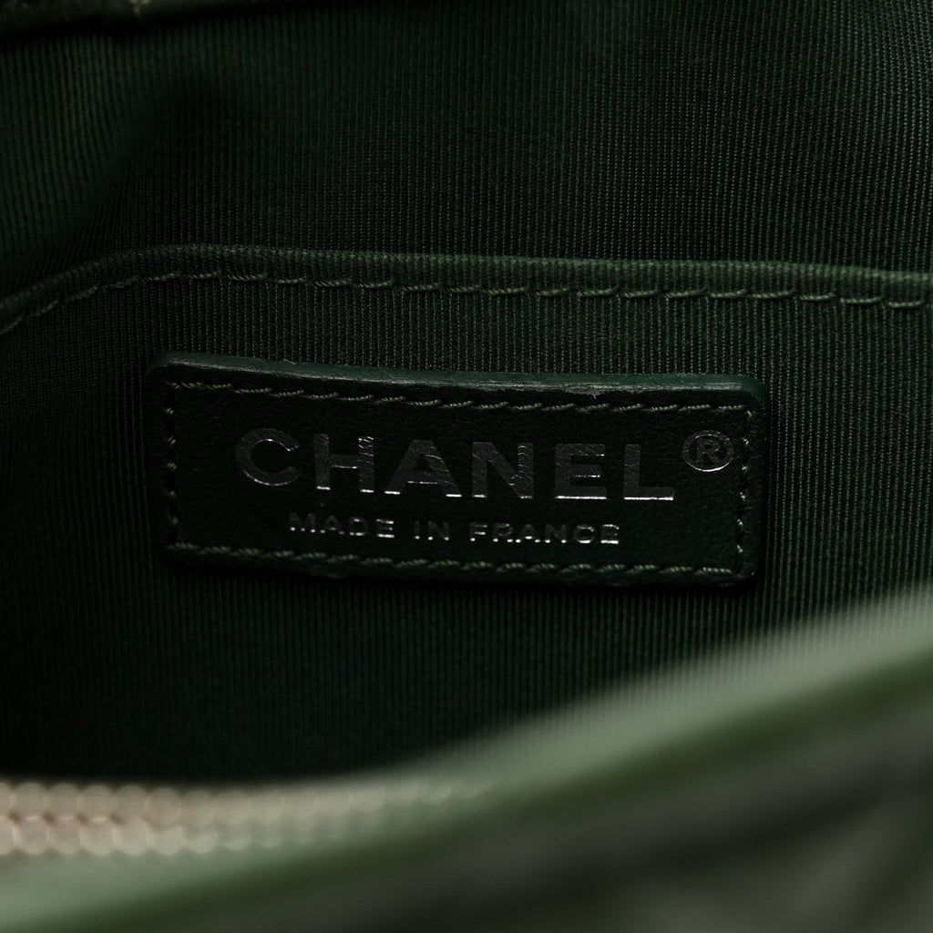 Chanel Aged Calfskin Quilted Large Working Vibe Camera Case Khaki
