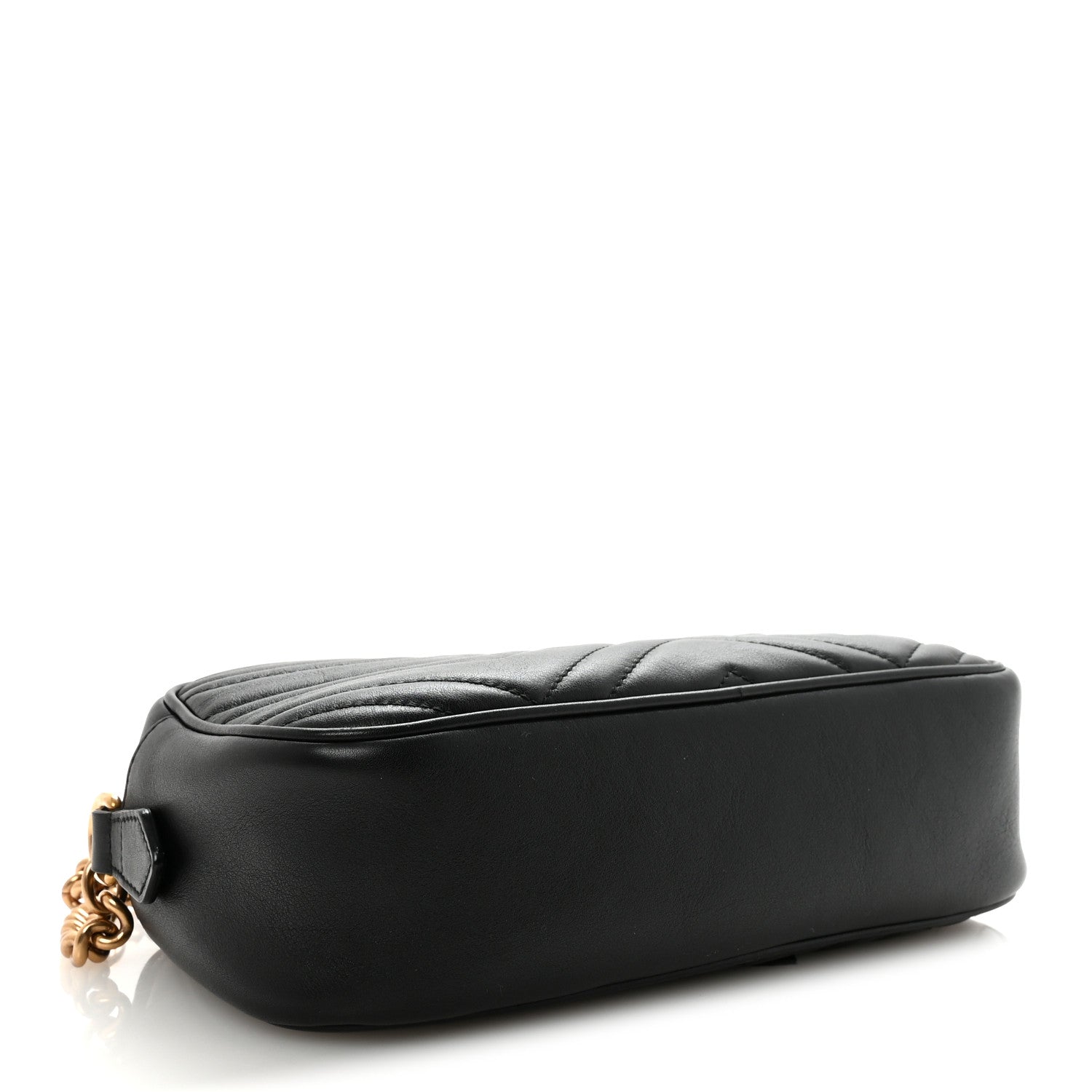 Gucci Calfskin Matelasse Small GG Marmont Chain Shoulder Bag Black