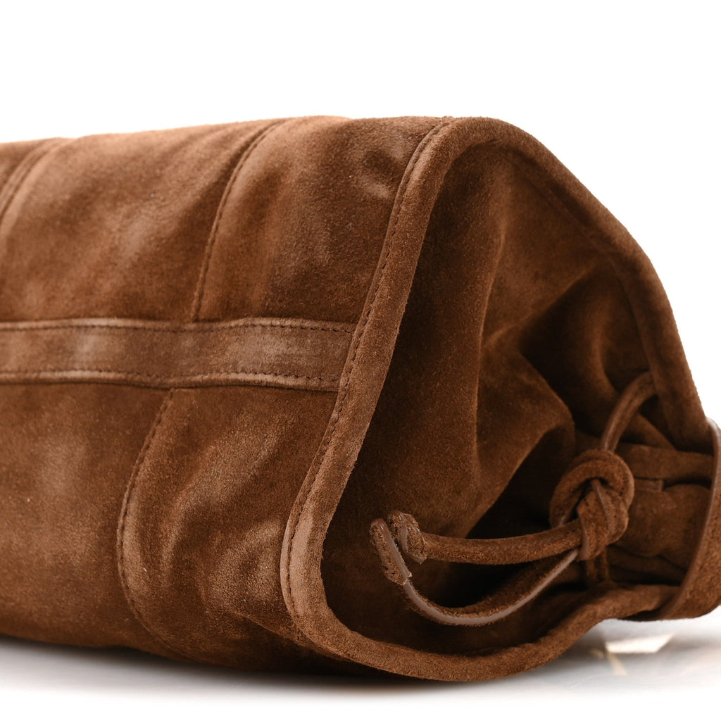 Prada Suede Triangle Medium Bonnie Shoulder Bag Cacao