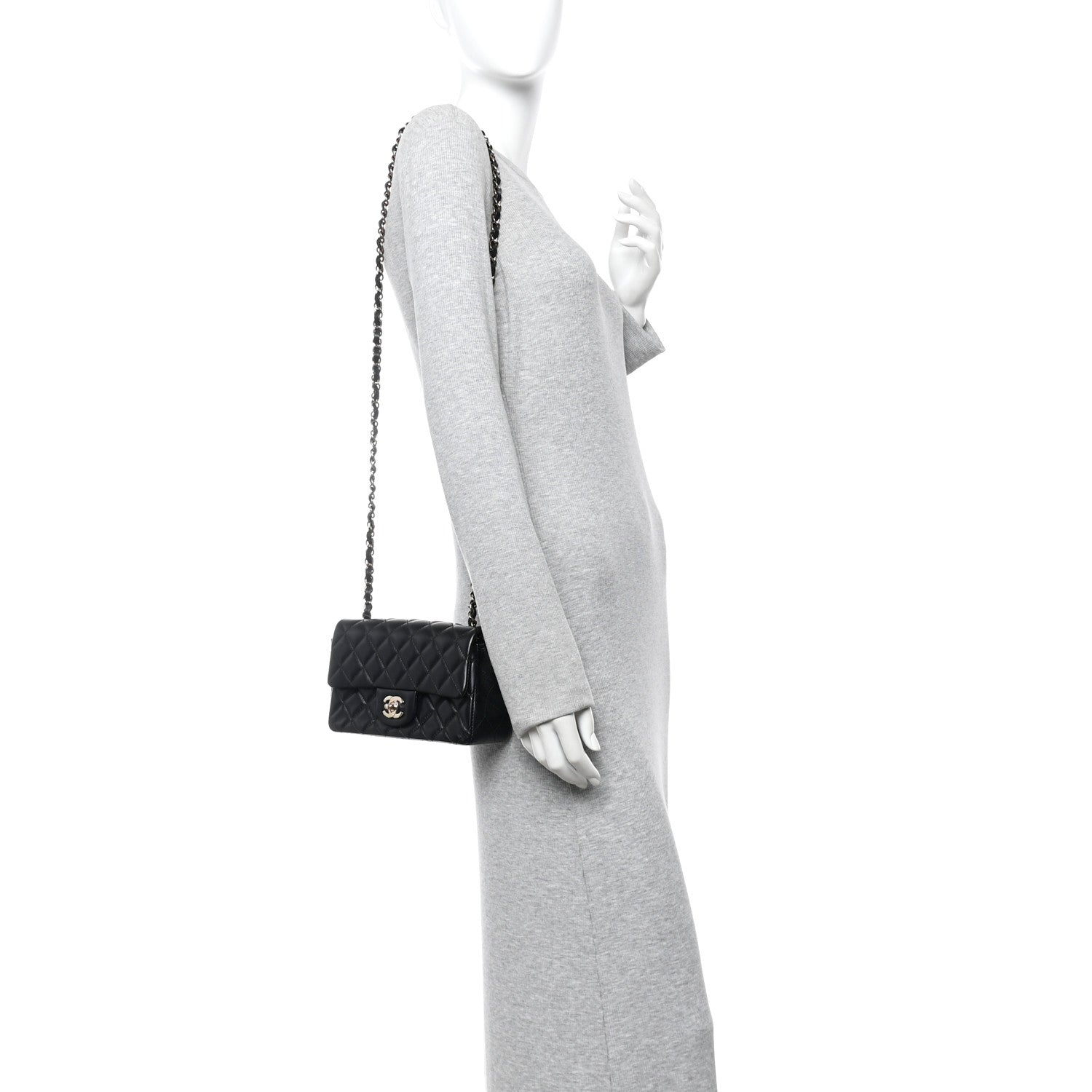 Chanel Lambskin Quilted Mini Rectangular Flap Black