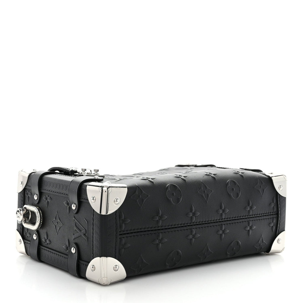 Louis Vuitton Calfskin Debossed Monogram Side Trunk Black