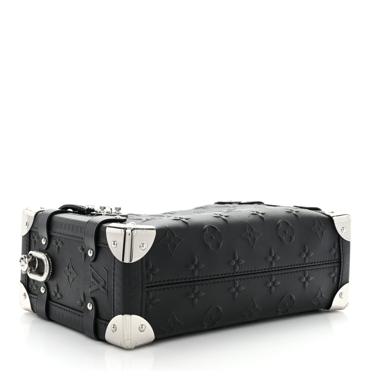 Louis Vuitton Calfskin Debossed Monogram Side Trunk Black