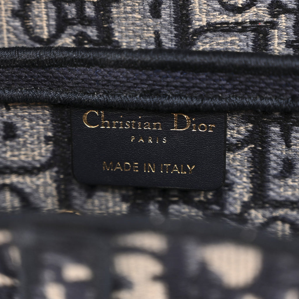 Christian Dior Oblique Embroidered Saddle Bag Blue