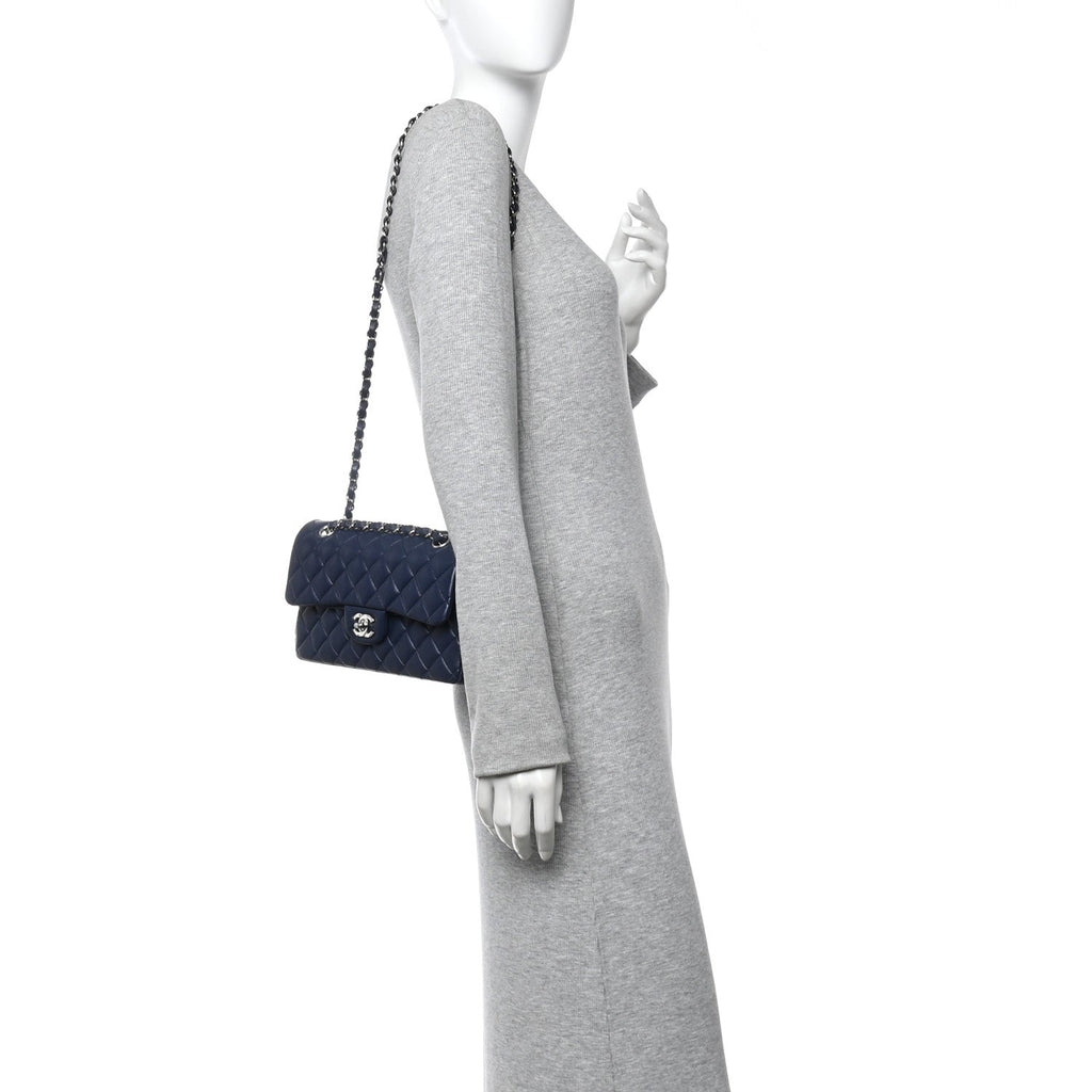 Chanel Lambskin Quilted Small Double Flap Blue