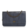 Chanel Snakeskin Wallet On Chain WOC Blue