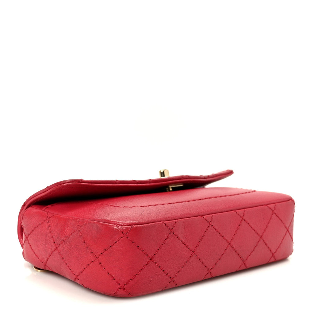 Chanel Goatskin Quilted Coco Curve Flap Messenger Flap Red