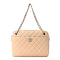 Chanel Shiny Lambskin Quilted Medium Camera Case Beige