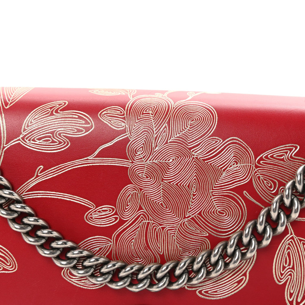 Gucci Calfskin Chinese New Year Medium Dionysus Shoulder Bag Hibiscus Red