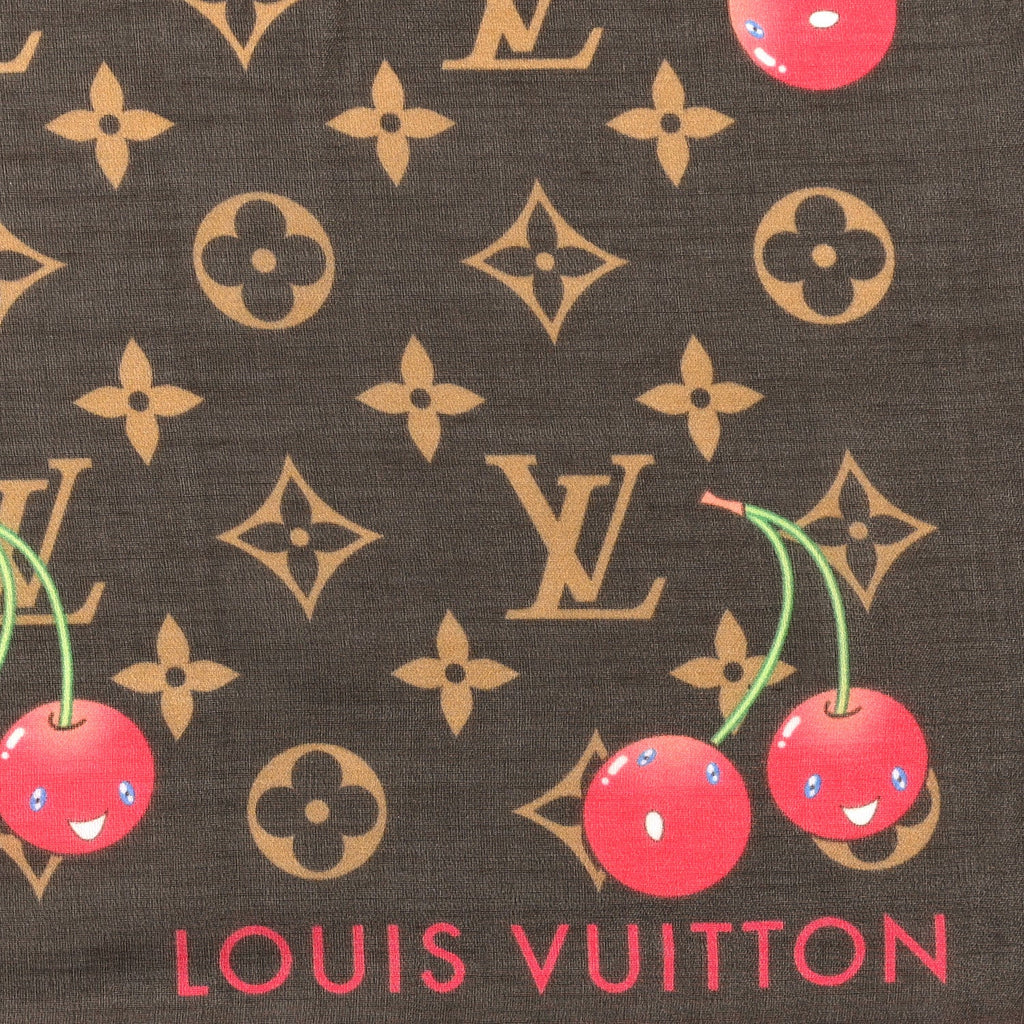 Louis Vuitton LV X TM Silk Monogram Cerise Square Scarf 55 Brown