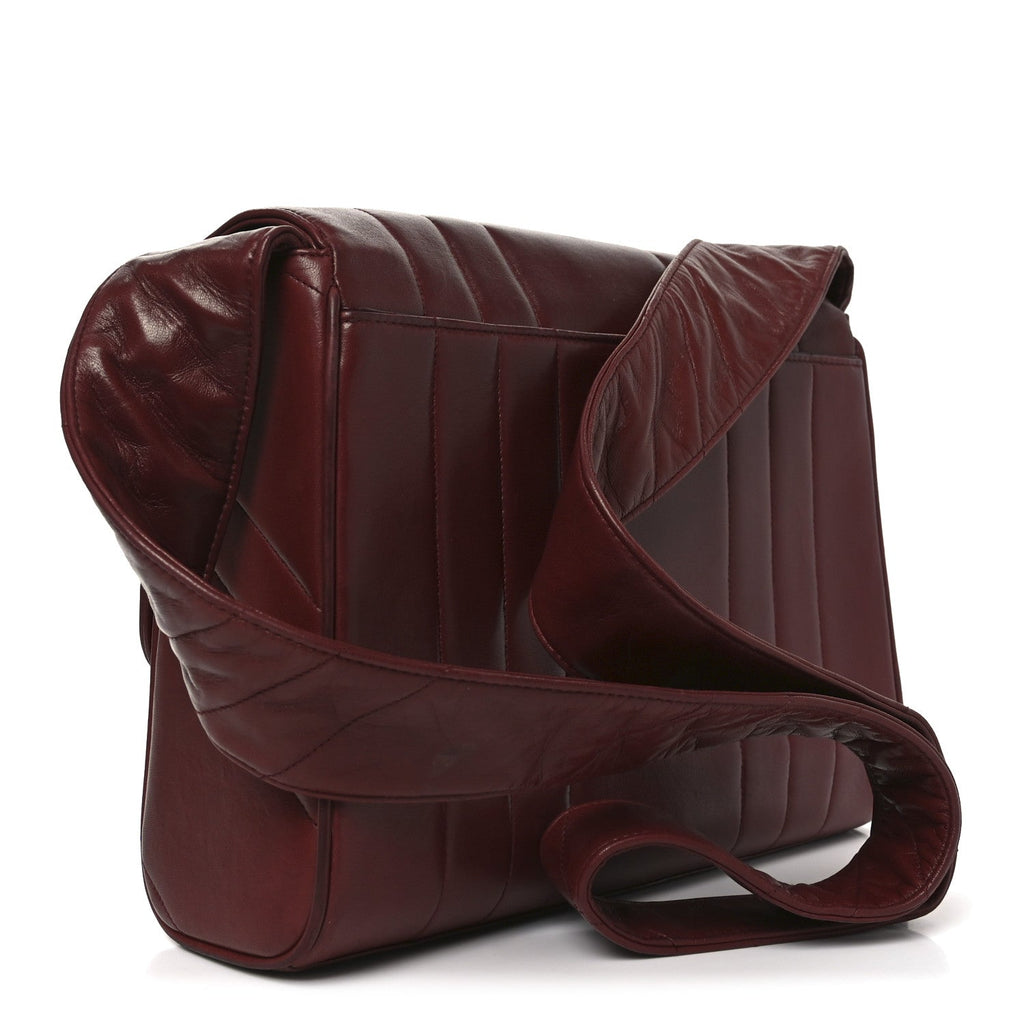 Chanel Lambskin Vertical Quilted CC Flap Shoulder Bag Burgundy
