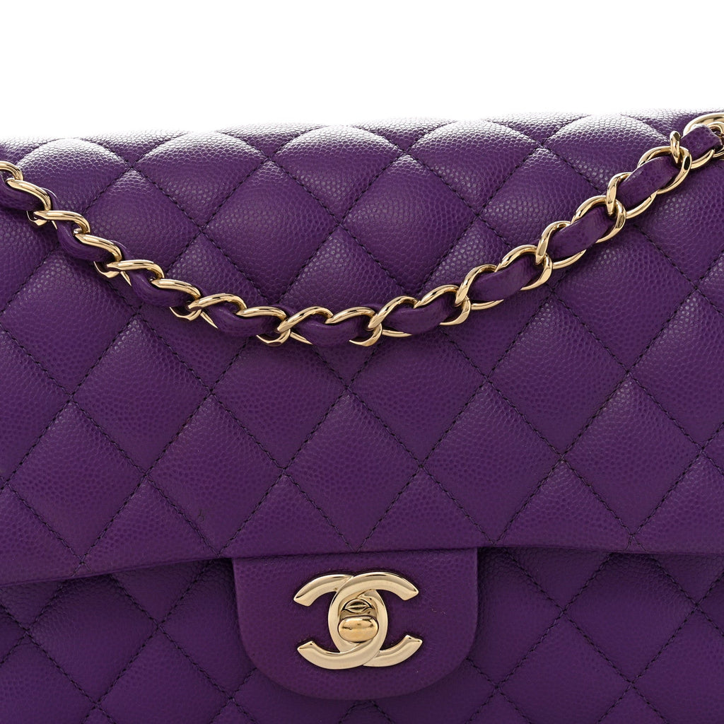 Chanel Caviar Quilted Medium Double Flap Purple