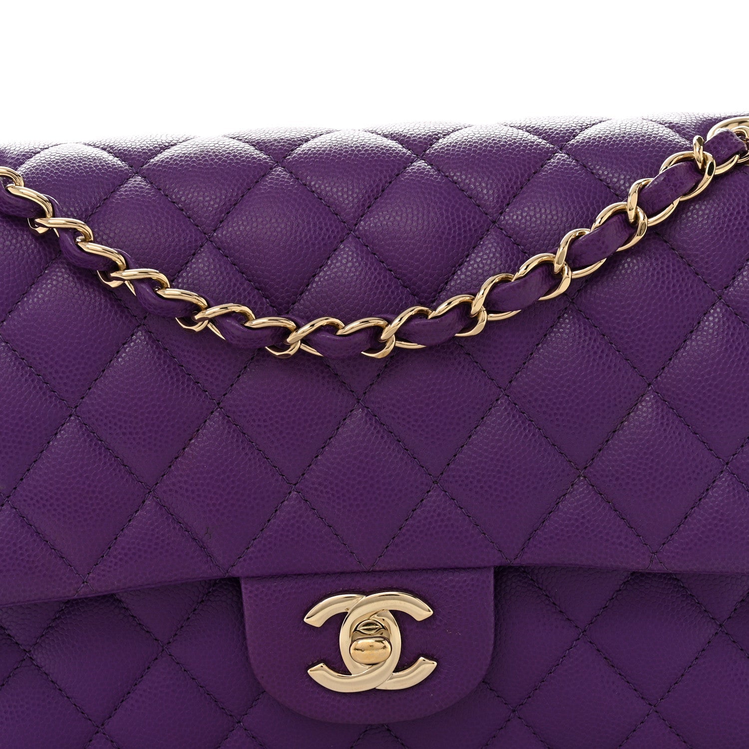 Chanel Caviar Quilted Medium Double Flap Purple