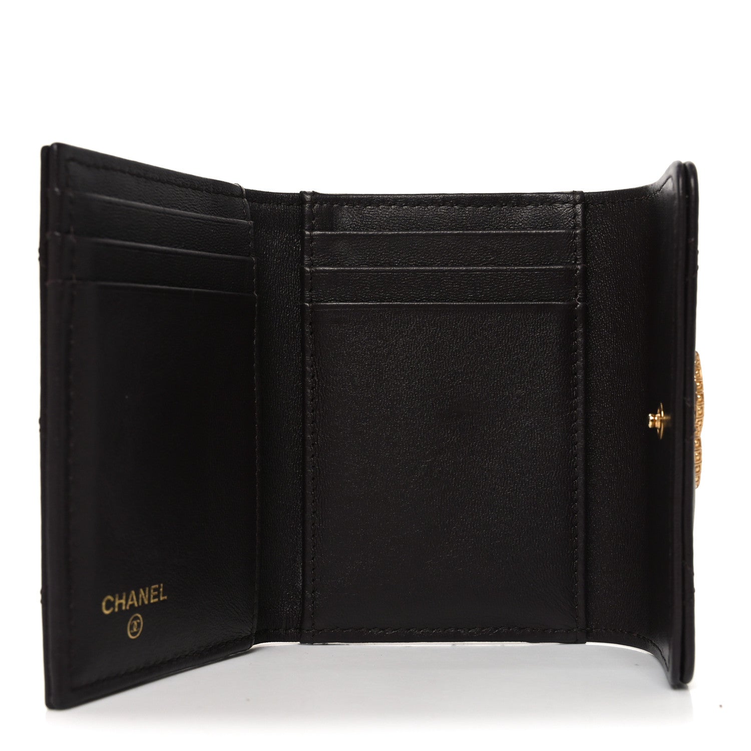 Lambskin Quilted Textured CC Compact Flap Card Holder Eggplant