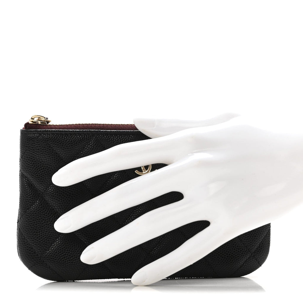 Caviar Quilted Small Cosmetic Case Black