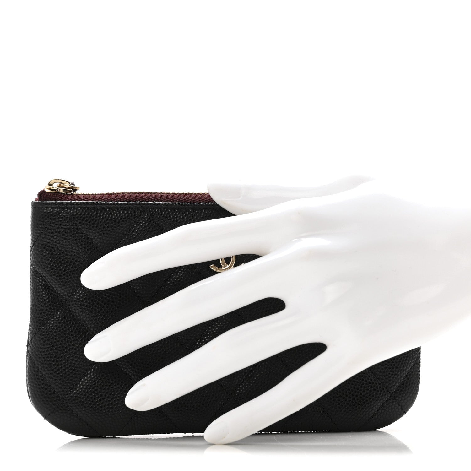 Caviar Quilted Small Cosmetic Case Black