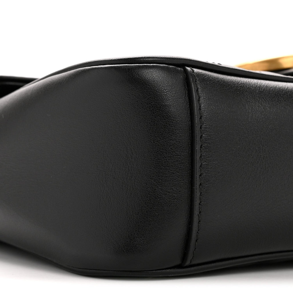 Gucci Calfskin Matelasse Small GG Marmont Shoulder Bag Black