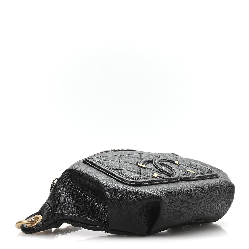 Chanel Caviar Quilted Filigree Waist Bag Black