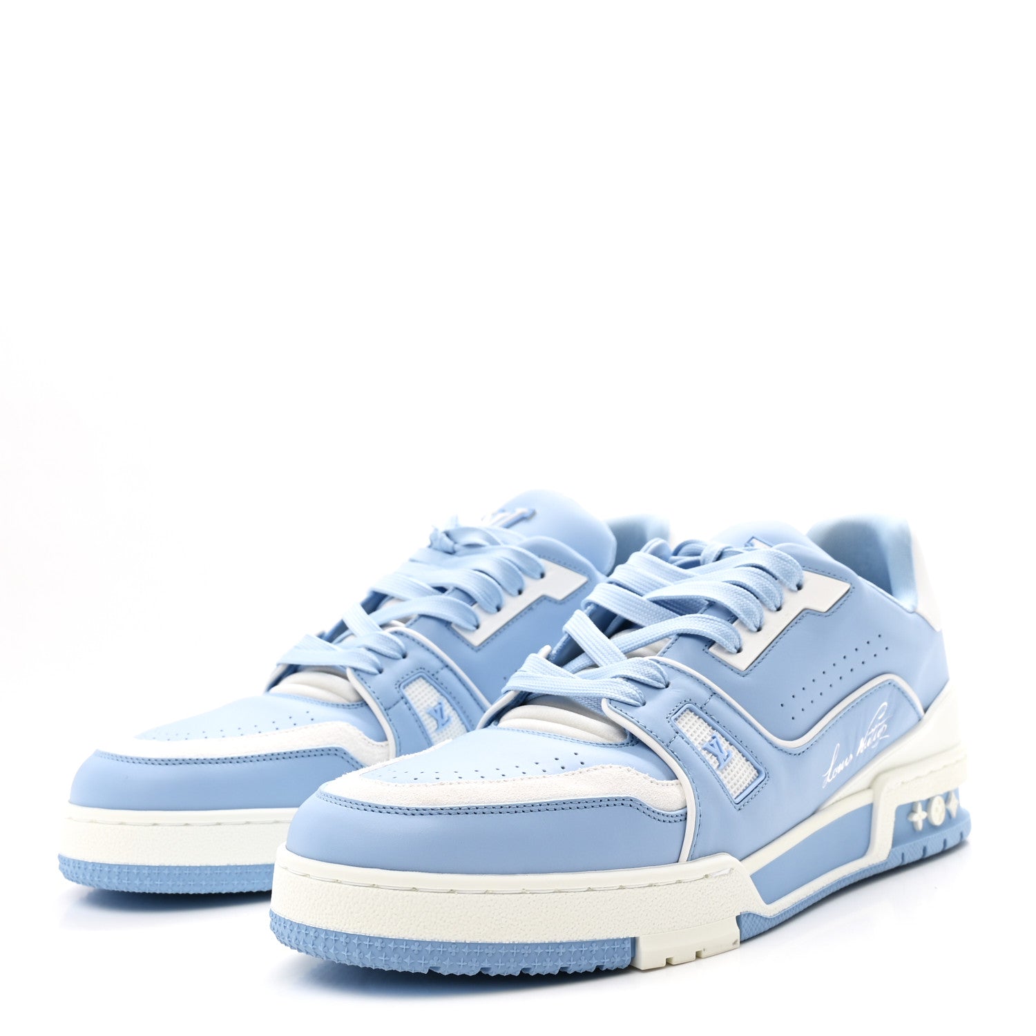Louis Vuitton Calfskin Mens LV Trainer Sneakers 9 Blue