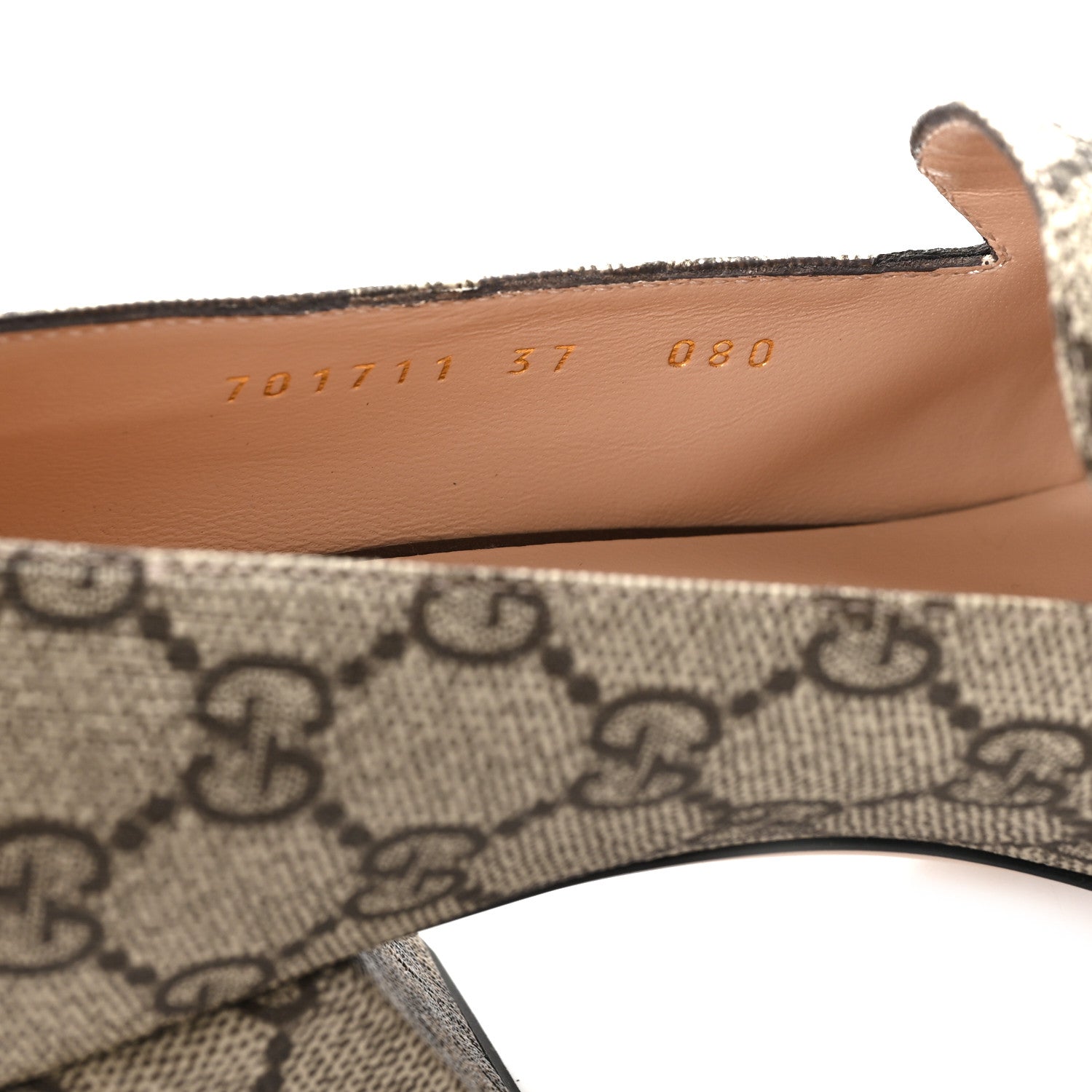 Gucci GG Supreme Monogram Malaga Kid Blondie Pumps 37 Beige Ebony New Acero