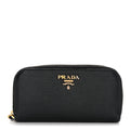 Prada Vitello Move Zip Around 6 Key Holder Black
