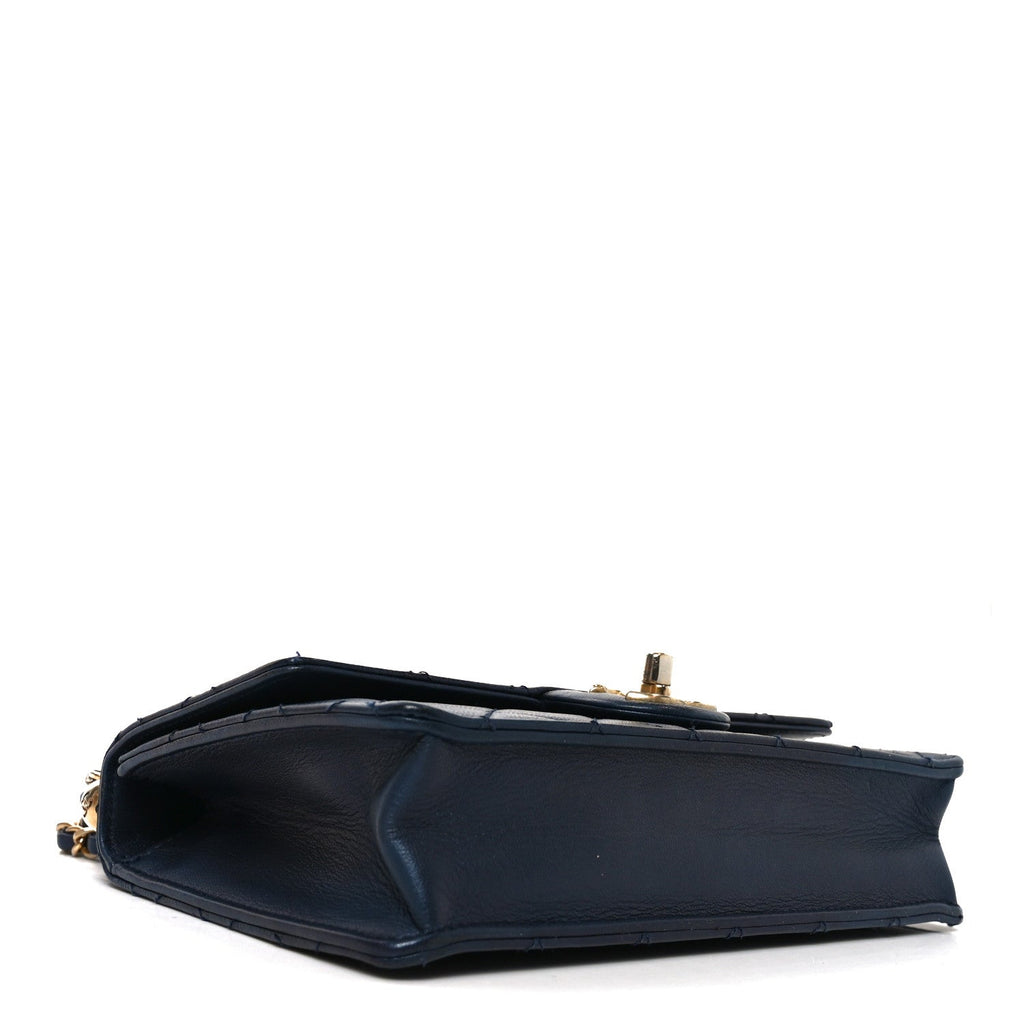 Chanel Iridescent Lambskin Quilted Small Chic Pearls Flap Blue