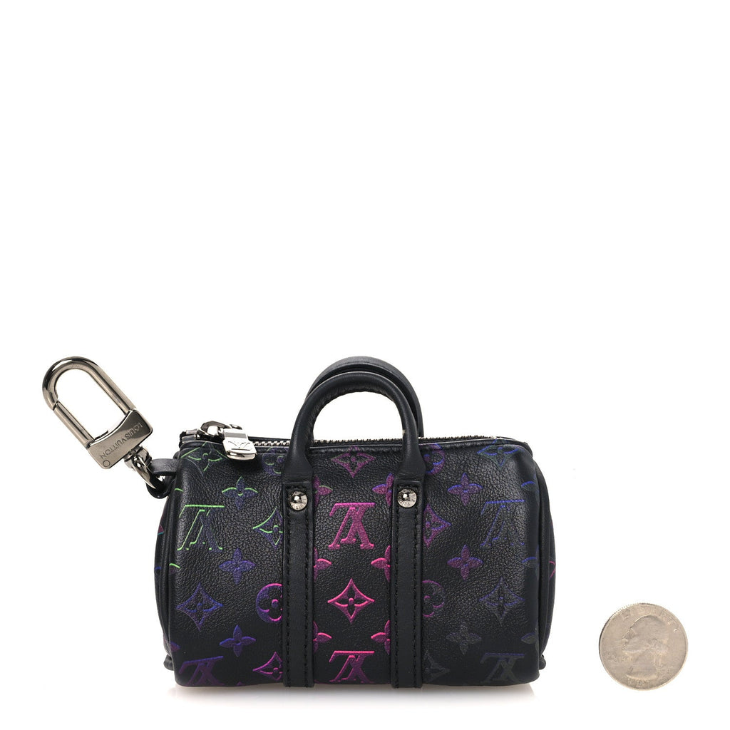 Louis Vuitton Monogram Spotlight Mini Keepall Bag Charm Key Holder Black Borealis