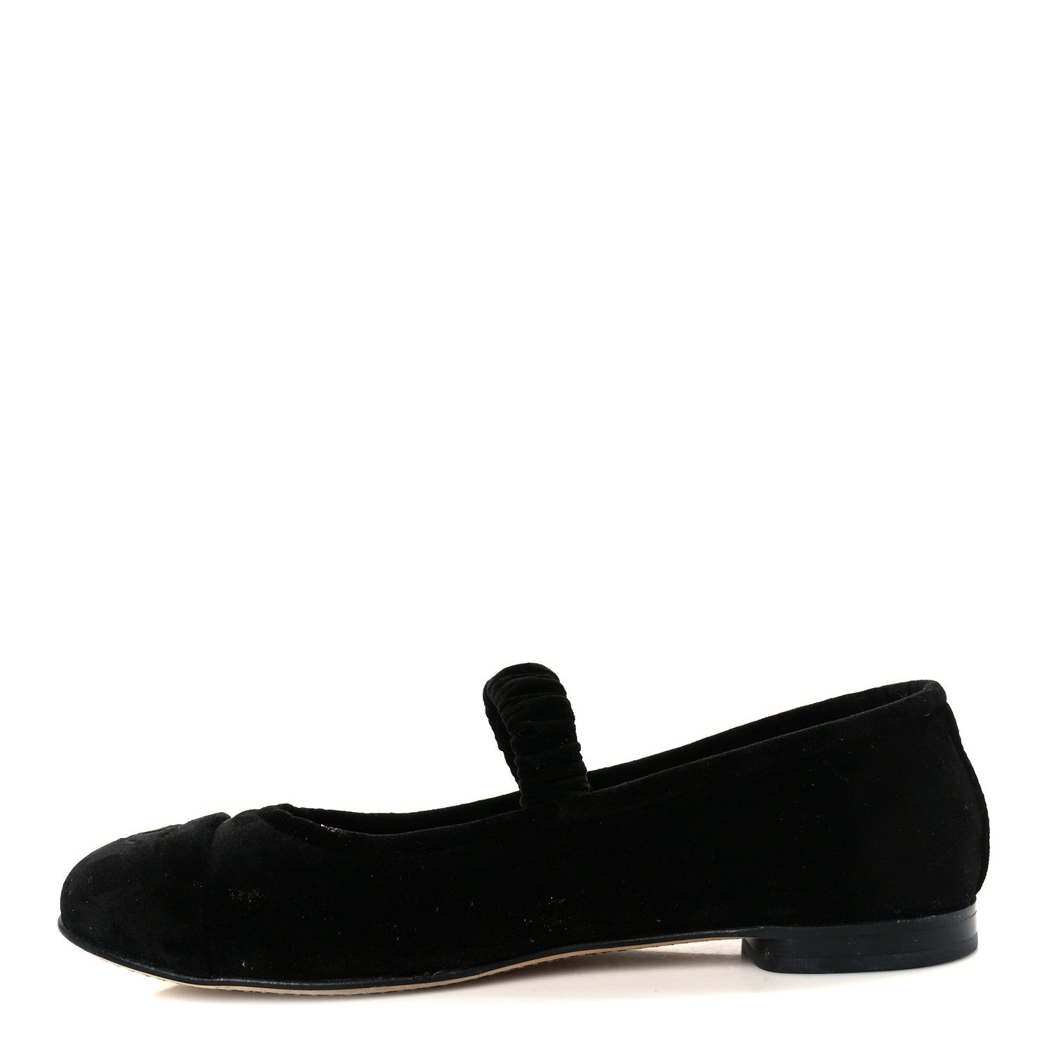 Chanel Velvet Mary Jane Flats 36 Black