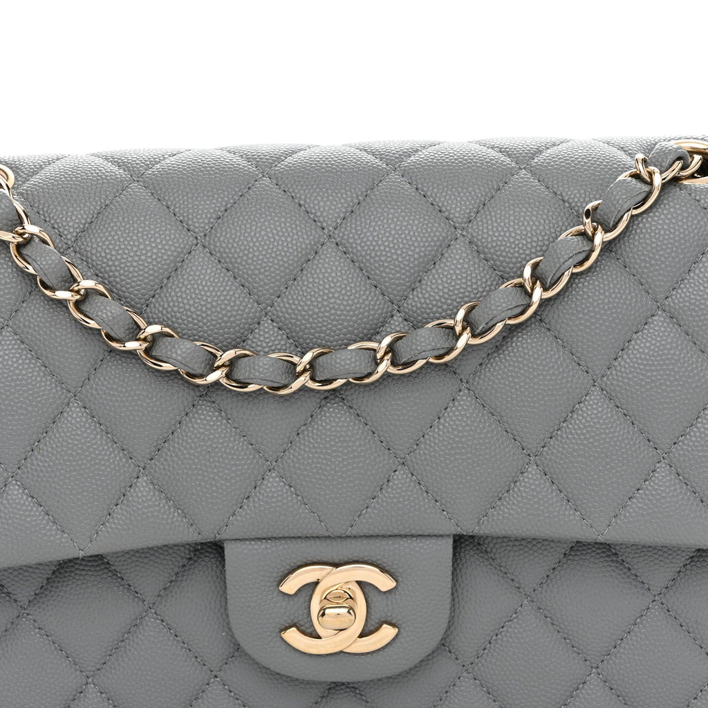 Chanel Caviar Quilted Medium Double Flap Grey
